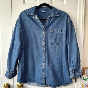 100% Cotton Denim Button Down Shirt S Old Navy